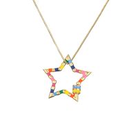Fashion Rainbow Star Heart Shape Copper Enamel Inlay Zircon Pendant Necklace 1 Piece sku image 8