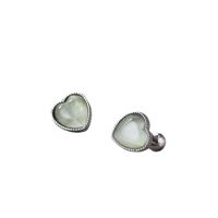 Simple Style Heart Shape Silver Plating Inlay Opal Ear Studs 1 Pair main image 5