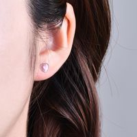Simple Style Heart Shape Silver Plating Inlay Opal Ear Studs 1 Pair main image 3