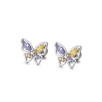 Fashion Butterfly Silver Plating Hollow Out Inlay Zircon Ear Studs 1 Pair main image 4