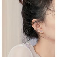 Fashion Butterfly Silver Plating Hollow Out Inlay Zircon Ear Studs 1 Pair main image 2