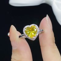 1 Piece Fashion Heart Shape Copper Inlay Artificial Gemstones Women's Rings main image 5