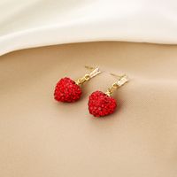1 Pair French Style Simple Style Heart Shape Alloy Drop Earrings main image 3