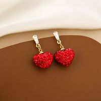 1 Pair French Style Simple Style Heart Shape Alloy Drop Earrings main image 4