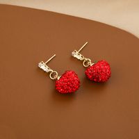 1 Pair French Style Simple Style Heart Shape Alloy Drop Earrings main image 1