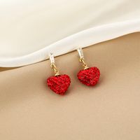1 Pair French Style Simple Style Heart Shape Alloy Drop Earrings main image 5