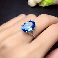 1 Piece Fashion Oval Copper Inlay Artificial Gemstones Women's Rings sku image 1