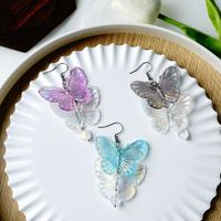 1 Pair Fashion Heart Shape Butterfly Arylic Valentine's Day Women's Drop Earrings main image 1