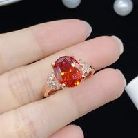 1 Piece Elegant Oval Copper Inlay Zircon 18k Gold Plated Women's Rings main image 4