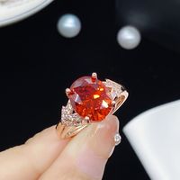 1 Piece Elegant Oval Copper Inlay Zircon 18k Gold Plated Women's Rings main image 3