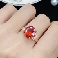 1 Piece Elegant Oval Copper Inlay Zircon 18k Gold Plated Women's Rings main image 2