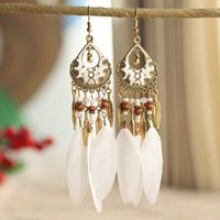 1 Pair Retro Feather Alloy Plating Women's Drop Earrings main image 3