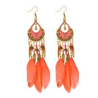 1 Pair Retro Feather Alloy Plating Women's Drop Earrings main image 2