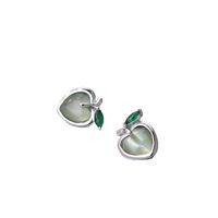 Simple Style Peach Silver Plating Inlay Artificial Gemstones Ear Studs 1 Pair main image 5