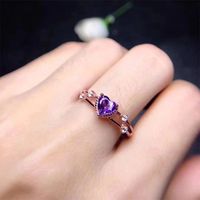 Fashion Heart Shape Copper Inlay Artificial Gemstones Rings 1 Piece main image 1