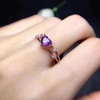 Fashion Heart Shape Copper Inlay Artificial Gemstones Rings 1 Piece main image 4