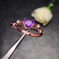 Fashion Heart Shape Copper Inlay Artificial Gemstones Rings 1 Piece main image 2