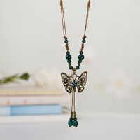 1 Piece Ethnic Style Tassel Butterfly Alloy Mixed Materials Knitting Women's Necklace sku image 17