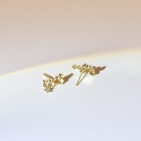 Simple Style Star Silver Inlay Zircon Ear Studs 1 Pair sku image 2