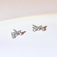 Simple Style Star Silver Inlay Zircon Ear Studs 1 Pair sku image 1