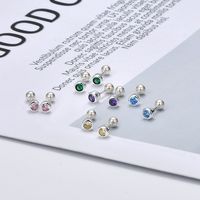 Simple Style Round Silver Plating Inlay Zircon Ear Studs 1 Pair main image 6