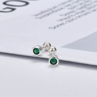 Simple Style Round Silver Plating Inlay Zircon Ear Studs 1 Pair sku image 2