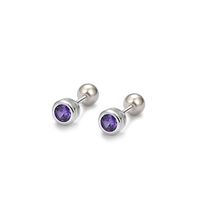 Simple Style Round Silver Plating Inlay Zircon Ear Studs 1 Pair main image 3