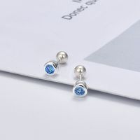 Simple Style Round Silver Plating Inlay Zircon Ear Studs 1 Pair sku image 3