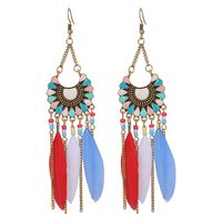 1 Pair Retro Leaf Alloy Feather Plating Women's Drop Earrings main image 2