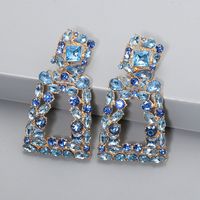 1 Pair Fashion Trapezoid Alloy Hollow Out Rhinestones Women's Chandelier Earrings Drop Earrings main image 2