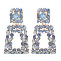 1 Pair Fashion Trapezoid Alloy Hollow Out Rhinestones Women's Chandelier Earrings Drop Earrings sku image 1