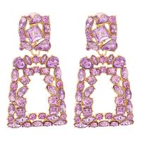 1 Pair Fashion Trapezoid Alloy Hollow Out Rhinestones Women's Chandelier Earrings Drop Earrings sku image 3