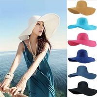 Women's Vacation Solid Color Big Eaves Sun Hat main image 4