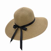 Women's Vacation Solid Color Bowknot Big Eaves Straw Hat main image 4