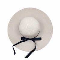 Women's Vacation Solid Color Bowknot Big Eaves Straw Hat main image 6