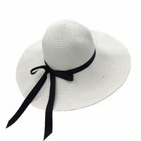 Women's Vacation Solid Color Bowknot Big Eaves Straw Hat sku image 1