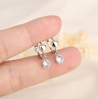 Fashion Heart Shape Copper Plating Zircon Earrings 1 Pair sku image 2