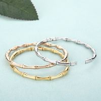 Simple Style C Shape Bamboo Stainless Steel 18K Gold Plated Bangle In Bulk main image 10