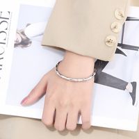 Simple Style C Shape Bamboo Stainless Steel 18K Gold Plated Bangle In Bulk main image 5