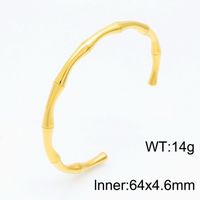 Simple Style C Shape Bamboo Stainless Steel 18K Gold Plated Bangle In Bulk sku image 4