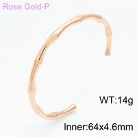 Simple Style C Shape Bamboo Stainless Steel 18K Gold Plated Bangle In Bulk sku image 5