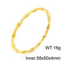 Simple Style C Shape Bamboo Stainless Steel 18K Gold Plated Bangle In Bulk sku image 7