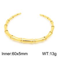 Simple Style C Shape Bamboo Stainless Steel 18K Gold Plated Bangle In Bulk sku image 3