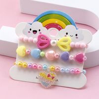 1 Juego Moda Forma De Corazón El Plastico Resina Niños Pulsera main image 1