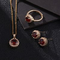 3 Piezas Moda Ronda Acero Titanio Cobre Embutido Circón Mujeres Conjunto De Joyas sku image 2