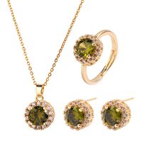 3 Pieces Fashion Round Titanium Steel Copper Inlay Zircon Women's Jewelry Set main image 2