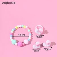 1 Set Fashion Heart Shape Plastic Beaded Girl's Rings Earrings Necklace main image 5