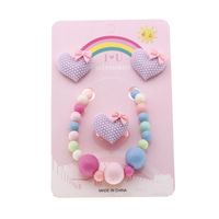 1 Set Fashion Heart Shape Plastic Beaded Girl's Rings Earrings Necklace sku image 1