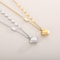 Fashion Star Heart Shape Titanium Steel Plating Pendant Necklace 1 Piece main image 6