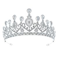 Simple Style Water Droplets Alloy Inlay Rhinestones Crown 1 Piece main image 3